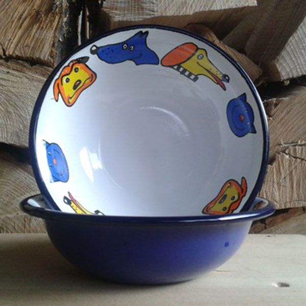 Enamel Blue Dog Design Bowl